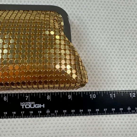 Vintage Gold Metal Mesh Clutch Women OS Gold Excellent Evening Formal Bag - Picture 4 of 6